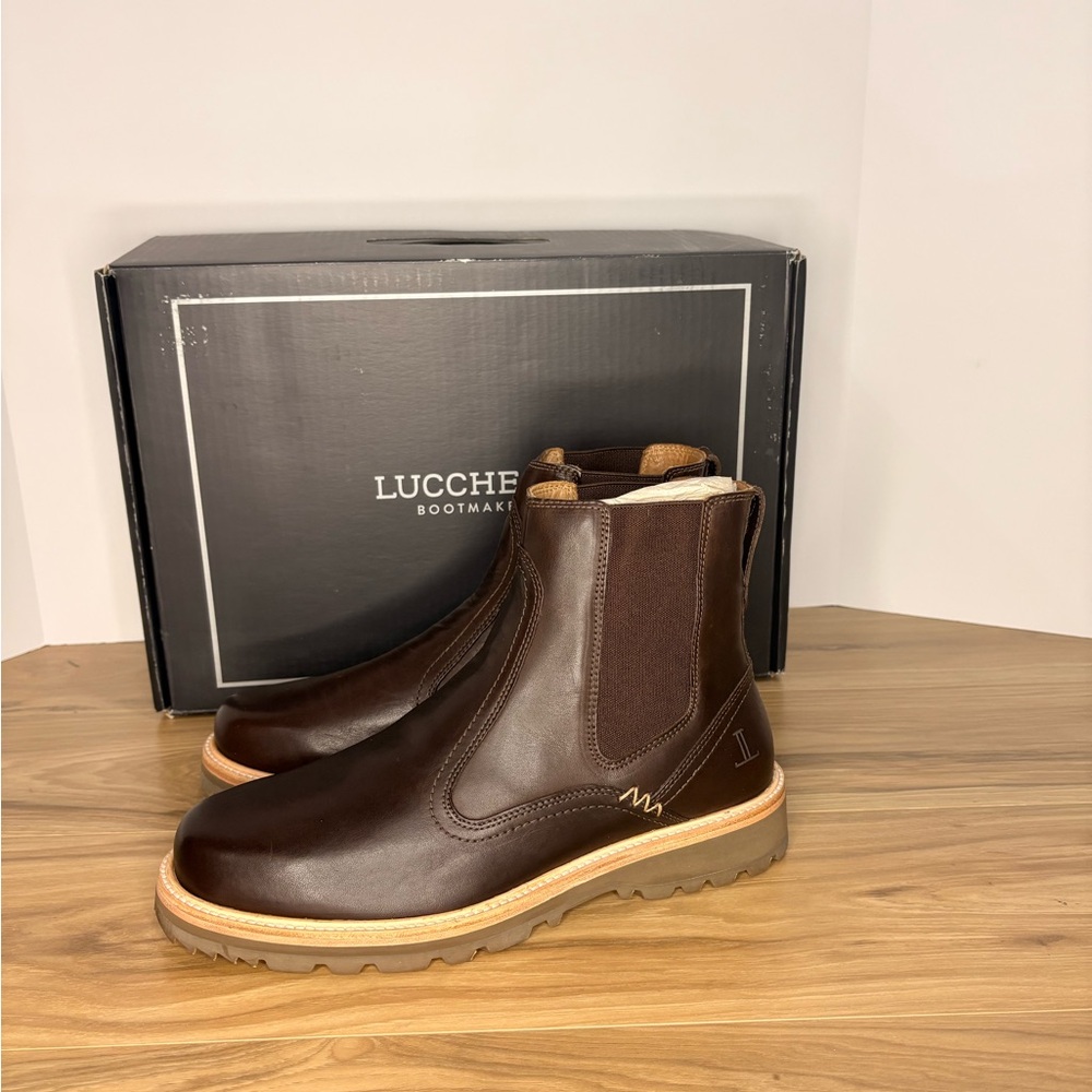 Lucchese Dark Brown Leather Chelsea Boots - Picture 4 of 6